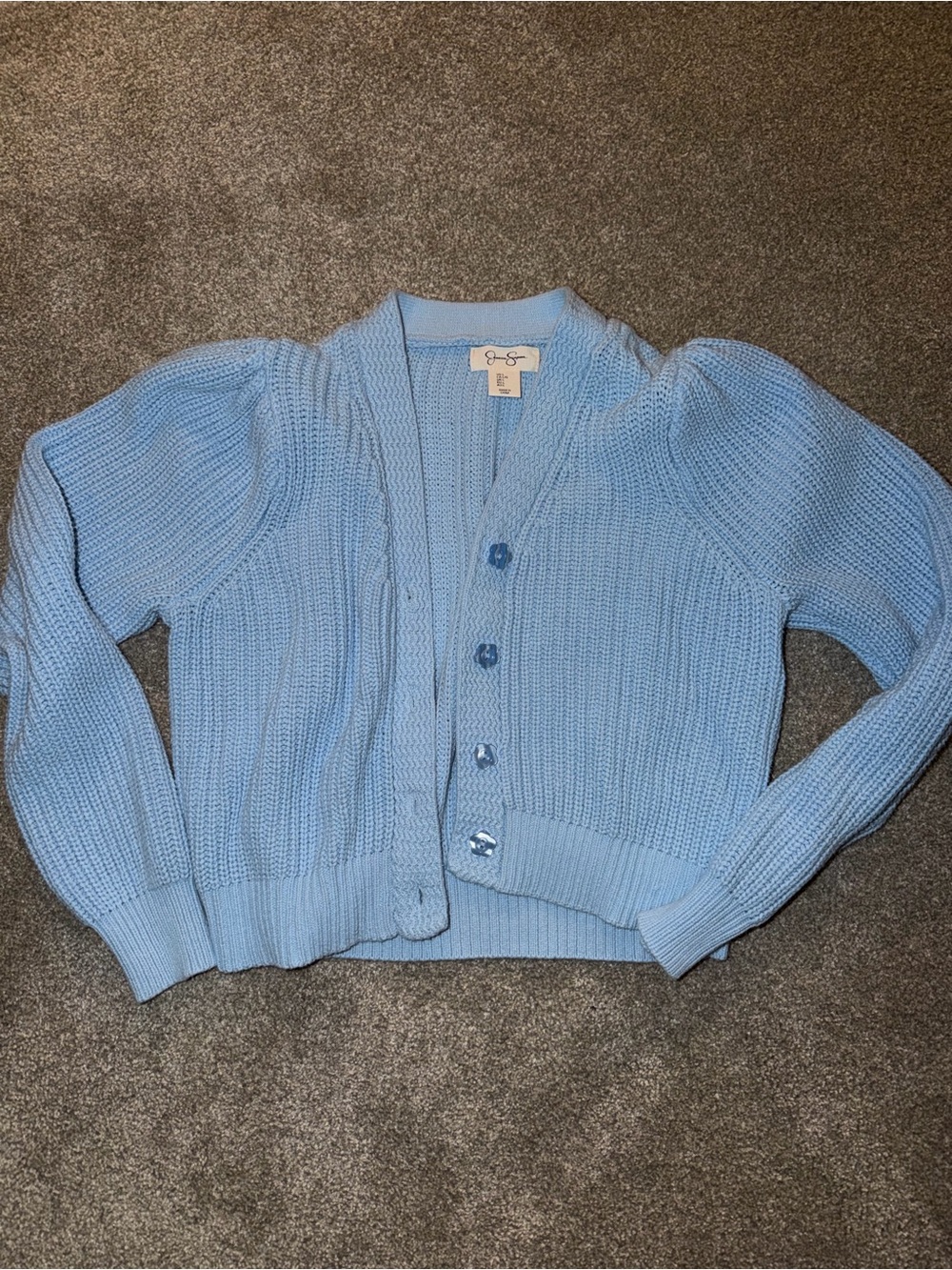 Light Blue Women's Button-Up Knit Cardigan Sweater